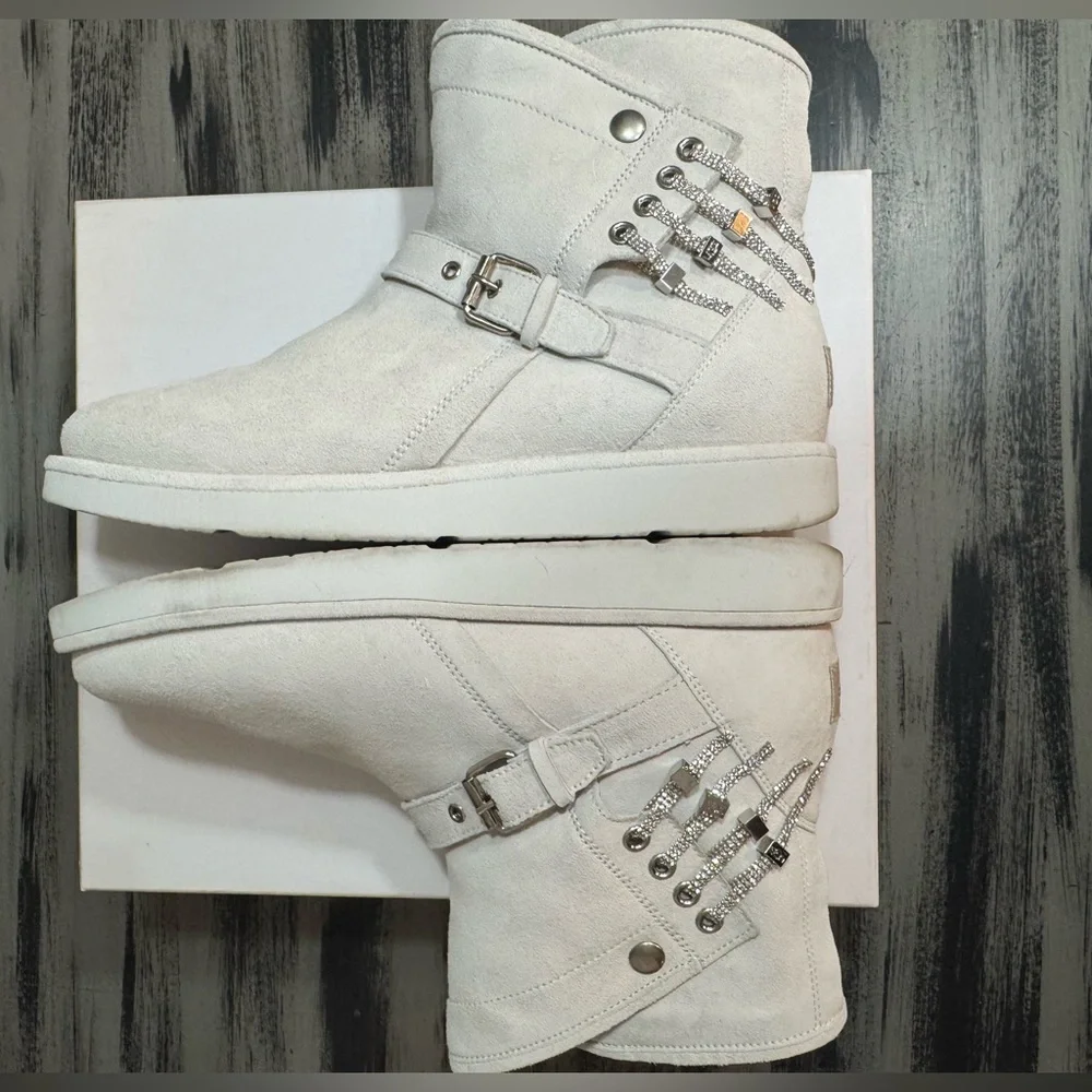 UGG Women's Karisa Everlasting Swarovski Glitter Charm Boots In White Size 10 - Picture 10 of 16